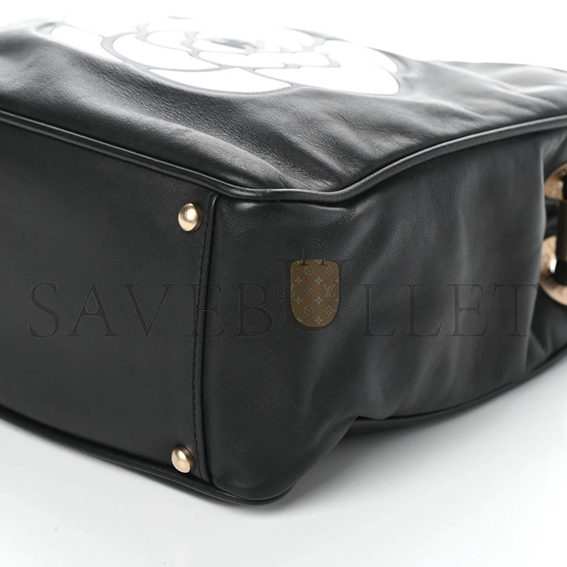 CHANEL LAMBSKIN CAMELLIA TOTE BLACK (26*24*12cm)